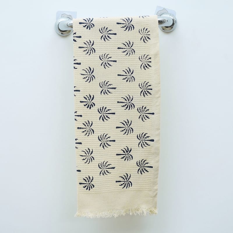 Fabdivine Hand Block Floral Print Waffle Weave Kitchen, Dining Room Use, Gift Hand Towel