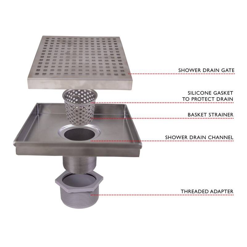 Design House 542837 6" Square Shower Drain