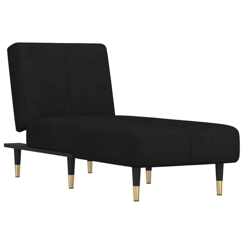 vidaXL Chaise Longue Black Velvet - 21.7" x 55.1" x 27.6"