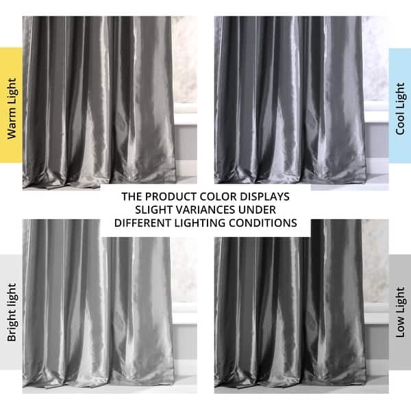 dimension image slide 0 of 2, Exclusive Fabrics Single Ruched Faux Solid Taffeta Curtain (1 Panel)