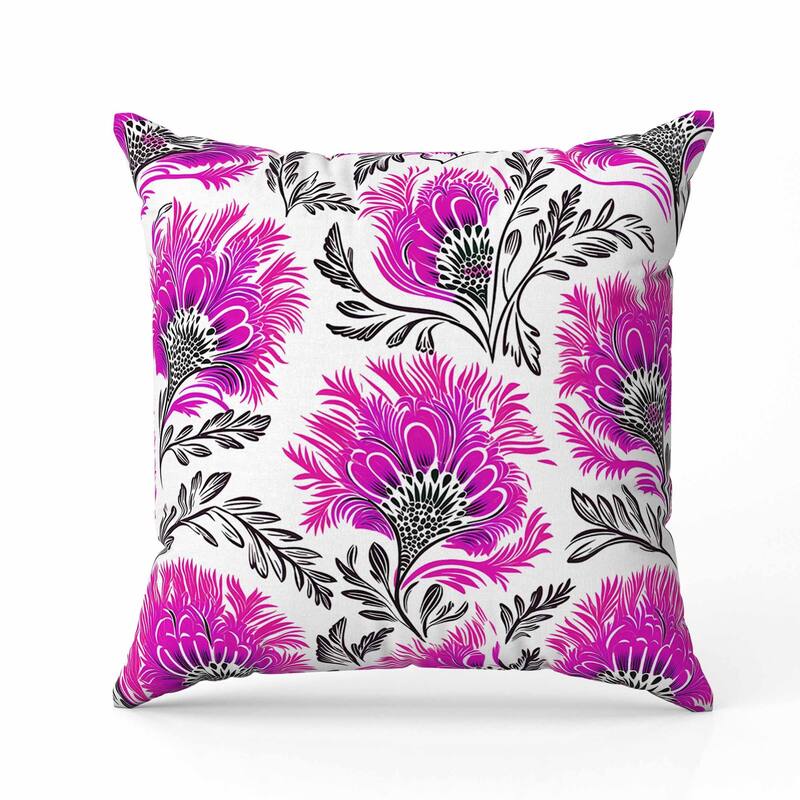 Whimsical Wilds Faux Suede Reversible Throw Pillow White and Hot
