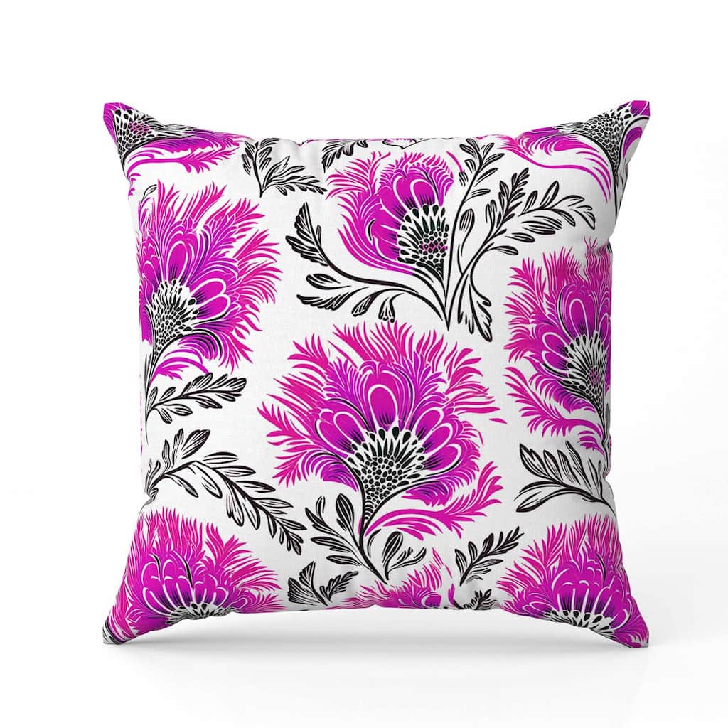 Whimsical Wilds Indoor/Outdoor Reversible Throw Pillow White and Hot