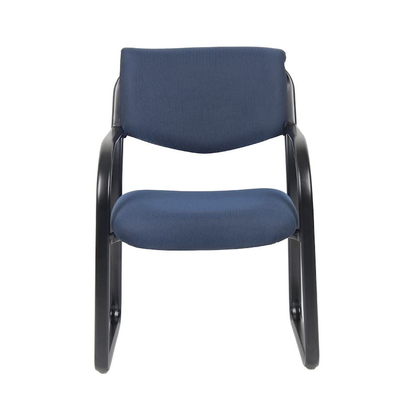 Kris Guest Armchair with Sled Base, Steel, Blue Performance Polyester