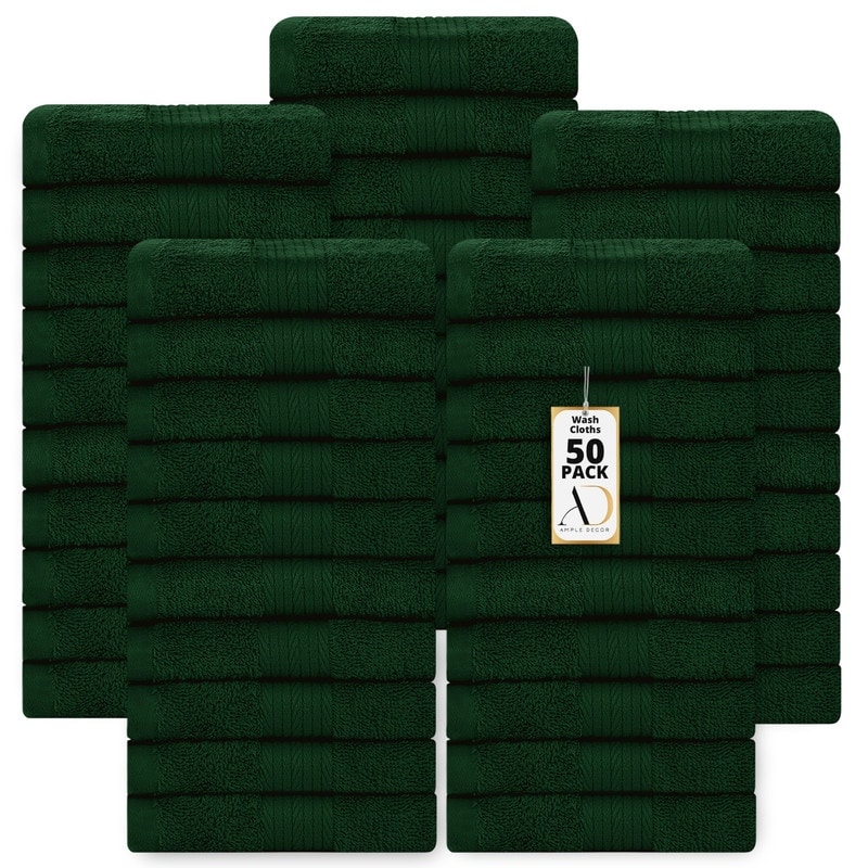 Pure Cotton 600 GSM Absorbent Wash Cloths 12x12 Inch by Ample Decor - 50 Pcs