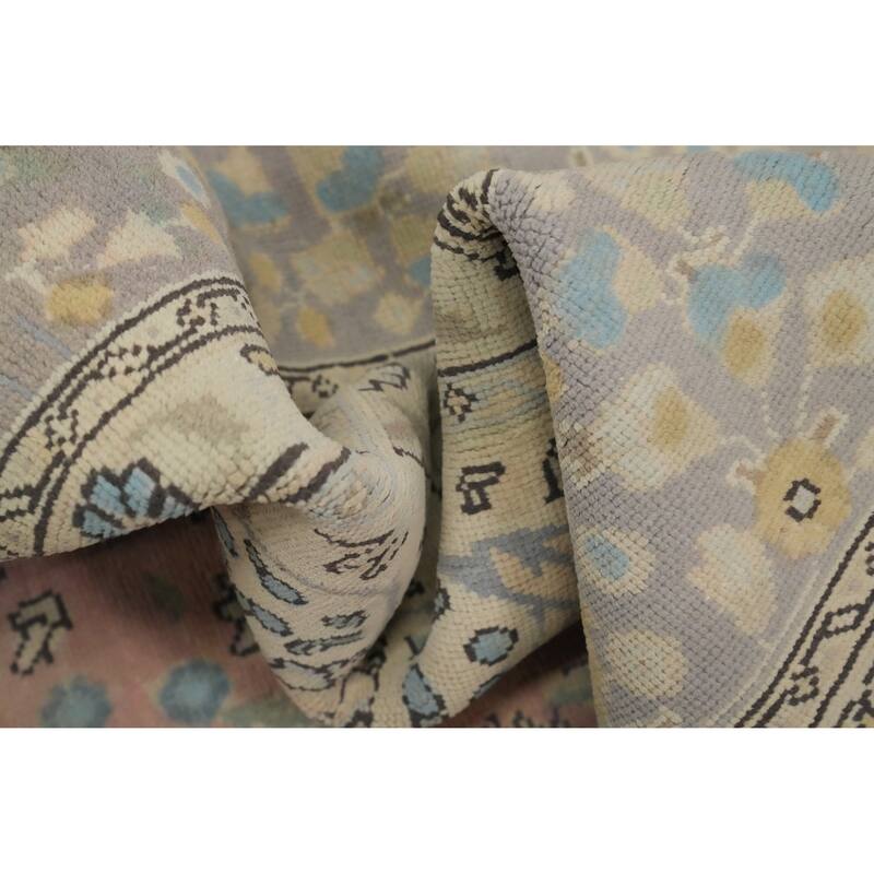 Hand Knotted Oriental 100% Wool Carpet Traditional Floral Pink Tabriz Area Rug - 10' 8'' X 7' 10''