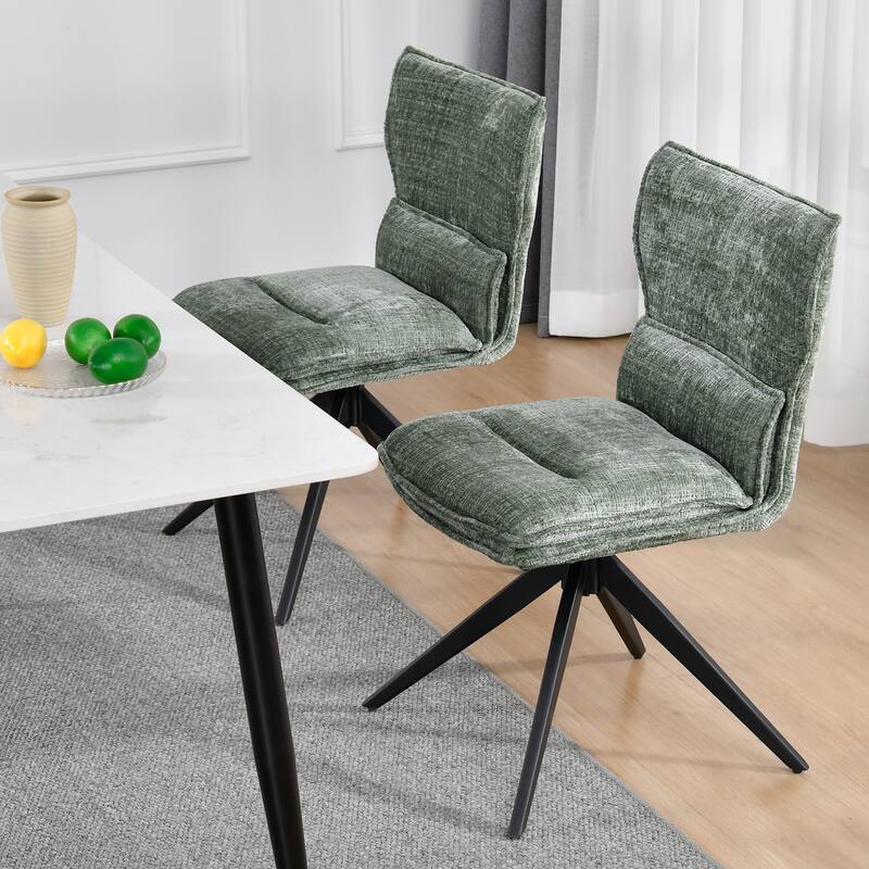Modern Upholstered Swivel Dining Chairs Accent Side Chairs with Metal Legs - Set of 2 - Green