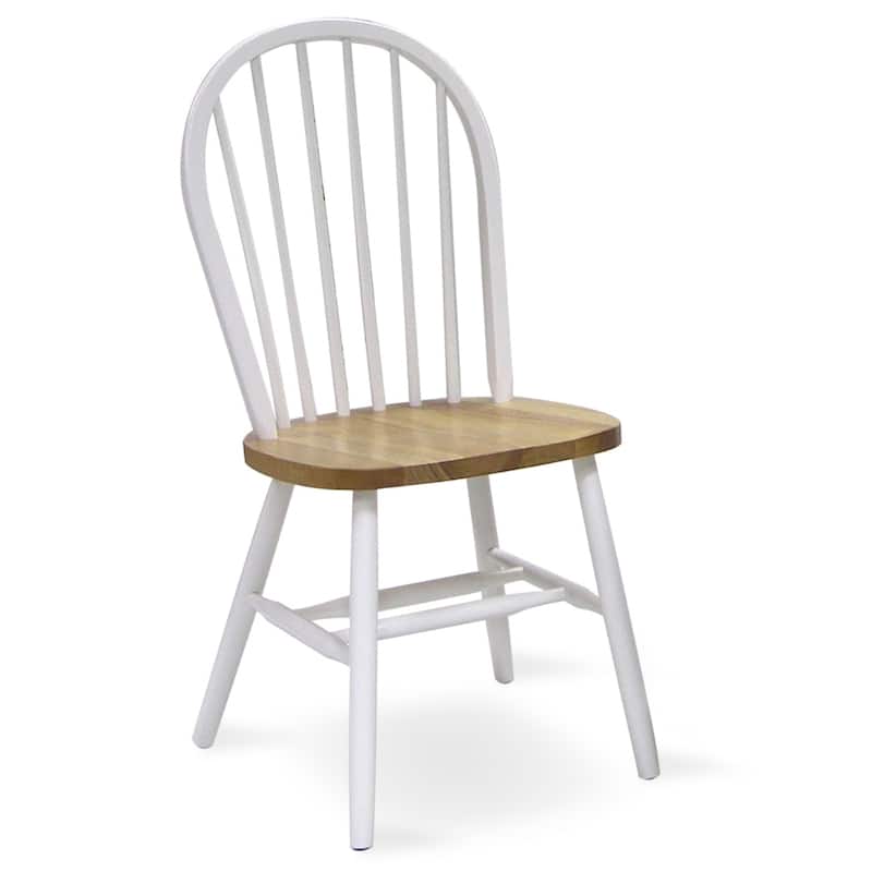 International Concepts Solid Wood Windsor Spindle Back Dining Chair - White/Natural