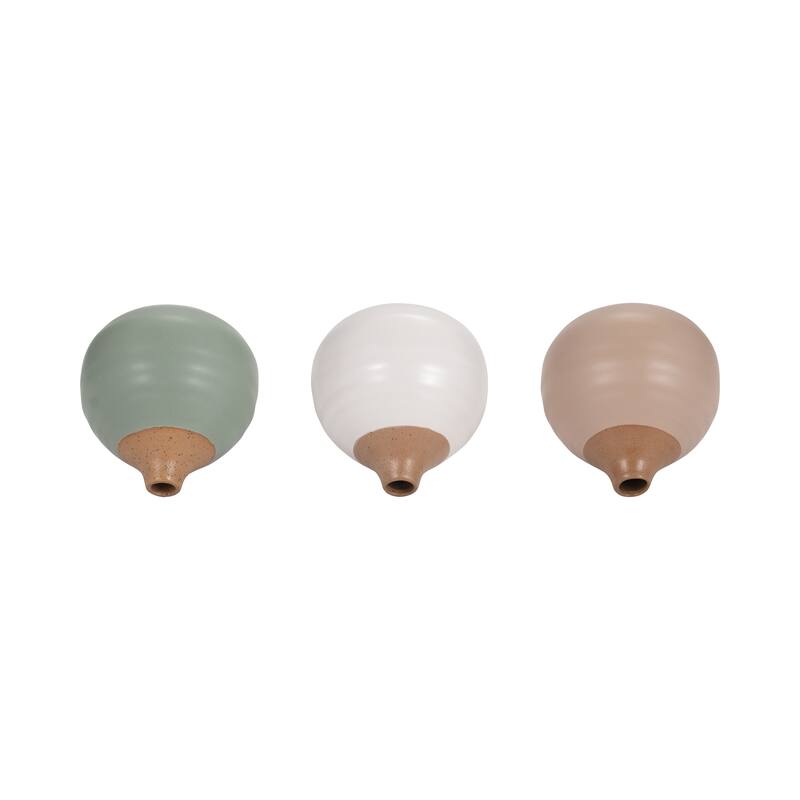 Sagebrook Home Modern Coastal Small Ceramic Bud Vases, Set of 3