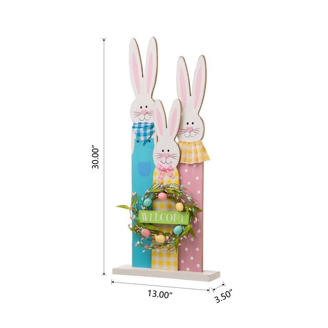 Glitzhome 30"H Easter Wooden Bunny Family Standing Decor