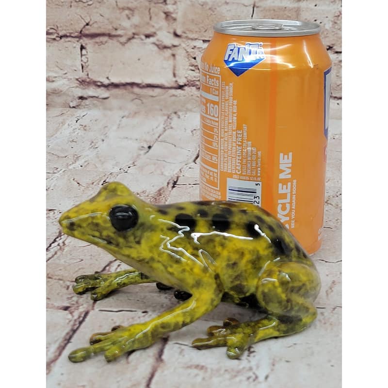 Yellow Poison Dart Tree Frog Bronze Metal Figurine Signed Numbered Sculpture By Marius