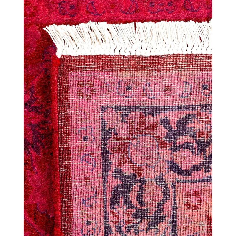 Overton Hand Knotted Wool Vintage Inspired Modern Contemporary Overdyed Pink Area Rug - 3' 1" x 5' 2"