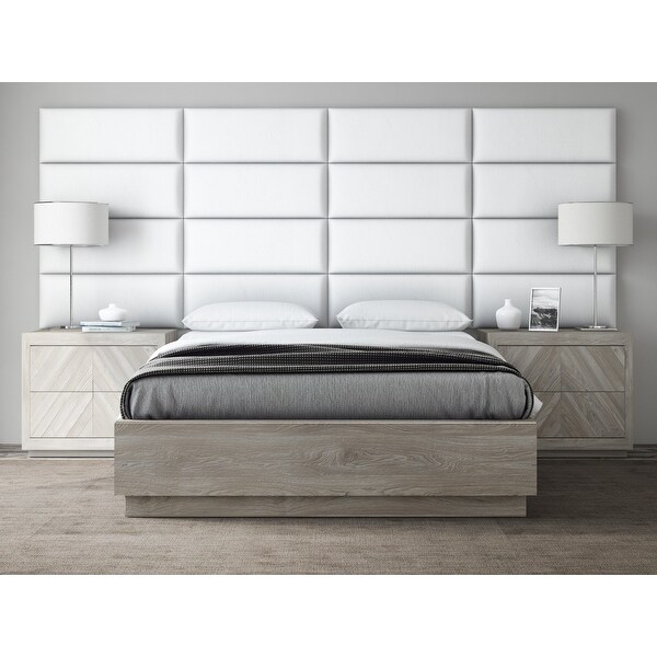 VANT Upholstered Headboards - Accent Wall Panels - Vintage Leather White Dove - 30 Inch Queen-Full - Set of 4 panels.
