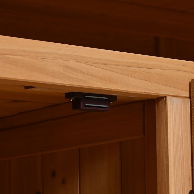 45" Fir Wood Outdoor Potting Bench with Hutch, Cabinets, and Drawers