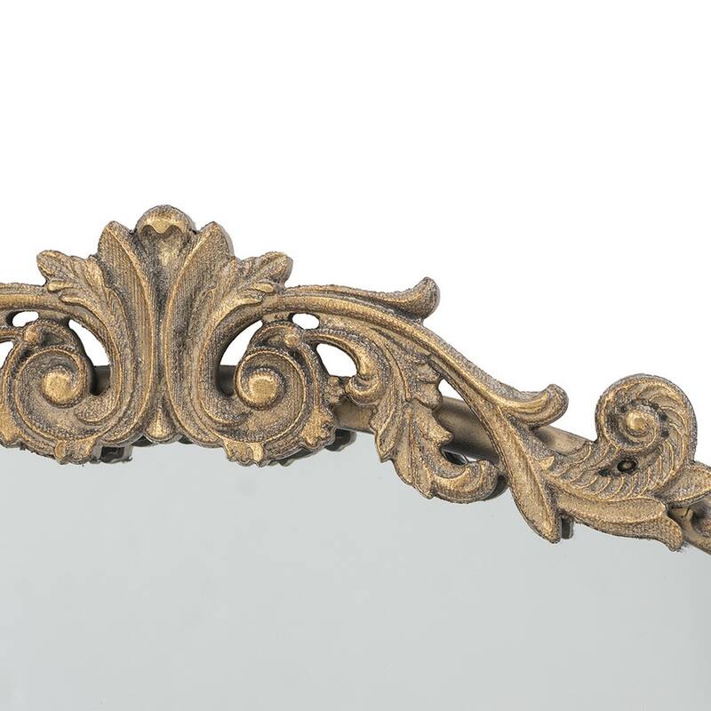 Kea 32 Inch Vintage Round Wall Mirror, Gold Metal Frame, Baroque Design