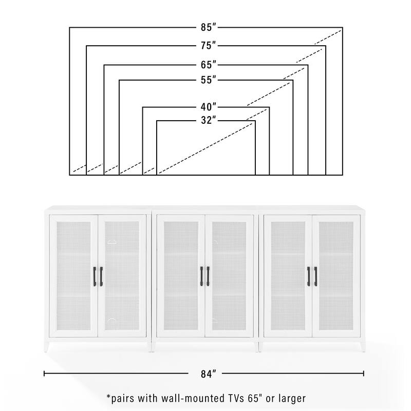 Crosley Milo 3Pc Media Storage Cabinet Set