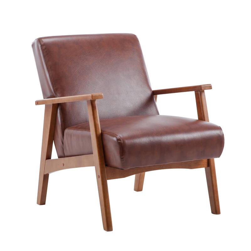 Carson Carrington Tavelsas PU Leather Accent Arm Chairs - Brown