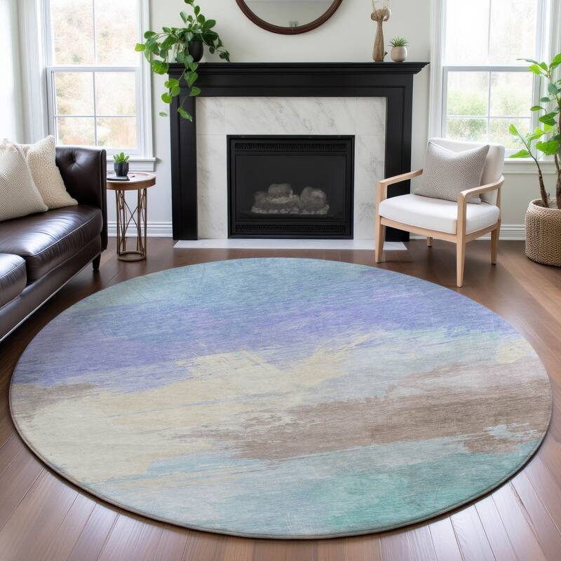 Premium Washable Super Soft Abstract Ombre Mayfield Rug - Sky - 8' x 8'