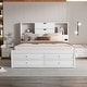 preview thumbnail 3 of 26, Queen Size Platform Bed with Storage Headboard & 8 Drawers - White