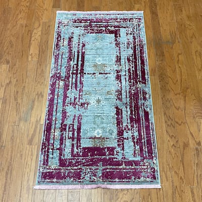 HERAT ORIENTAL Turkish Modern Erased Design Wool & Silk Rug - 2'7" x 4'11"