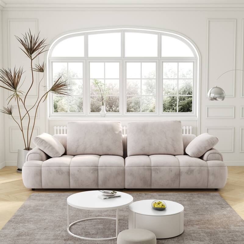Spacious 3-Seat Suede Couch - Modern Sofa with Eucalyptus Frame, Easy Assembly, Perfect for Living Room