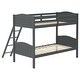 preview thumbnail 3 of 6, Twin over Twin Bunk Bed with Camelback Headboard & Guardrails, Grey