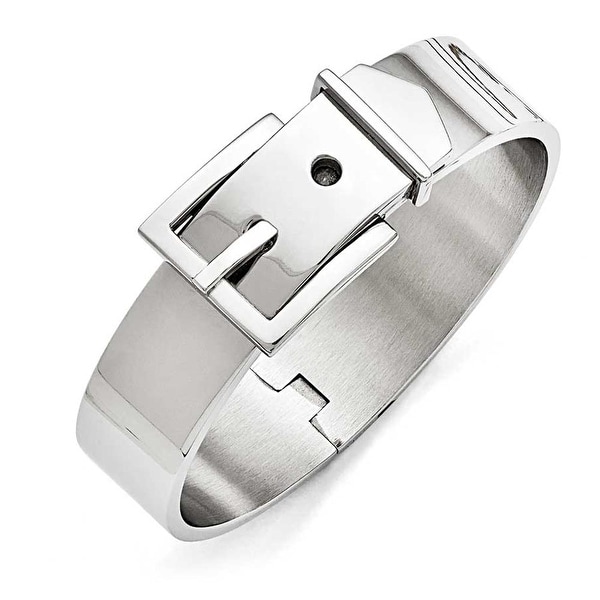 Chisel Stainless Steel Polished Hinged Buckle Bangle