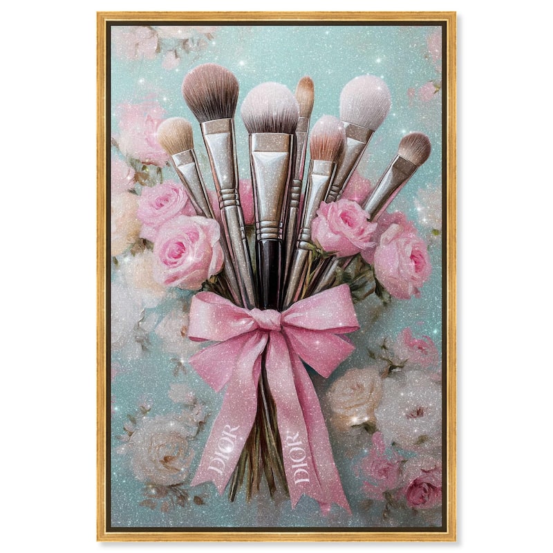 Bouquet of Make Up Brushes Canvas by Art Remedy - 30" x 45" - Gold