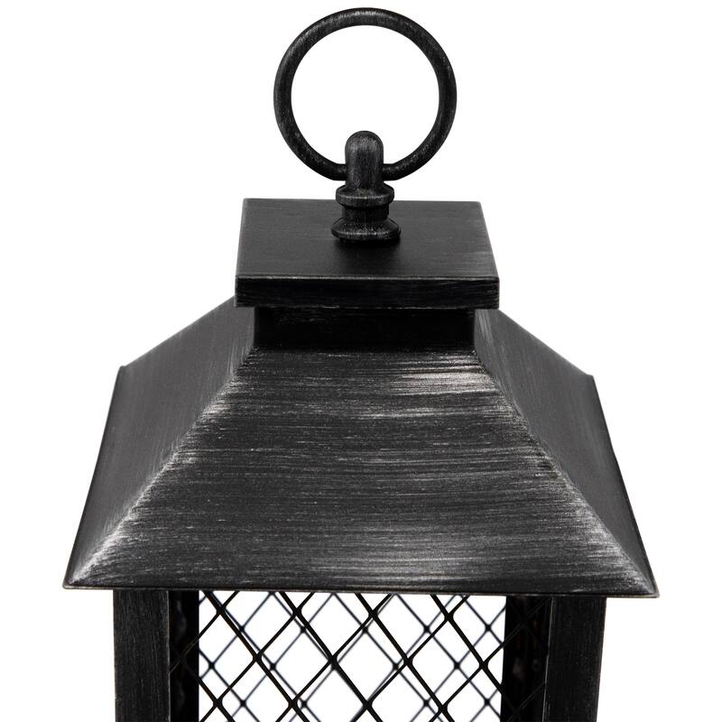 Flameless LED Brushed Mesh Candle Lantern - 11" - Black