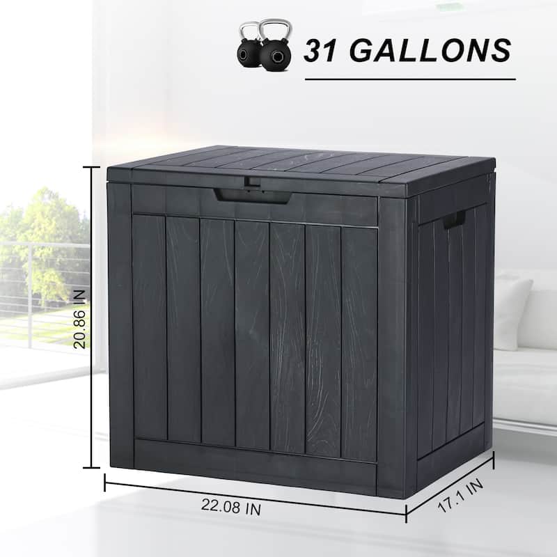 Deck Box with 31 Gallon Capacity, Weatherproof Resin Lockable Outdoor