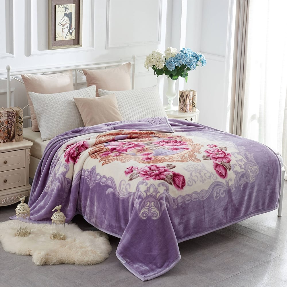 2 Layer King Size Fluffy Chunky Large Raschel Blanket Super Soft Faux Fur Blanket