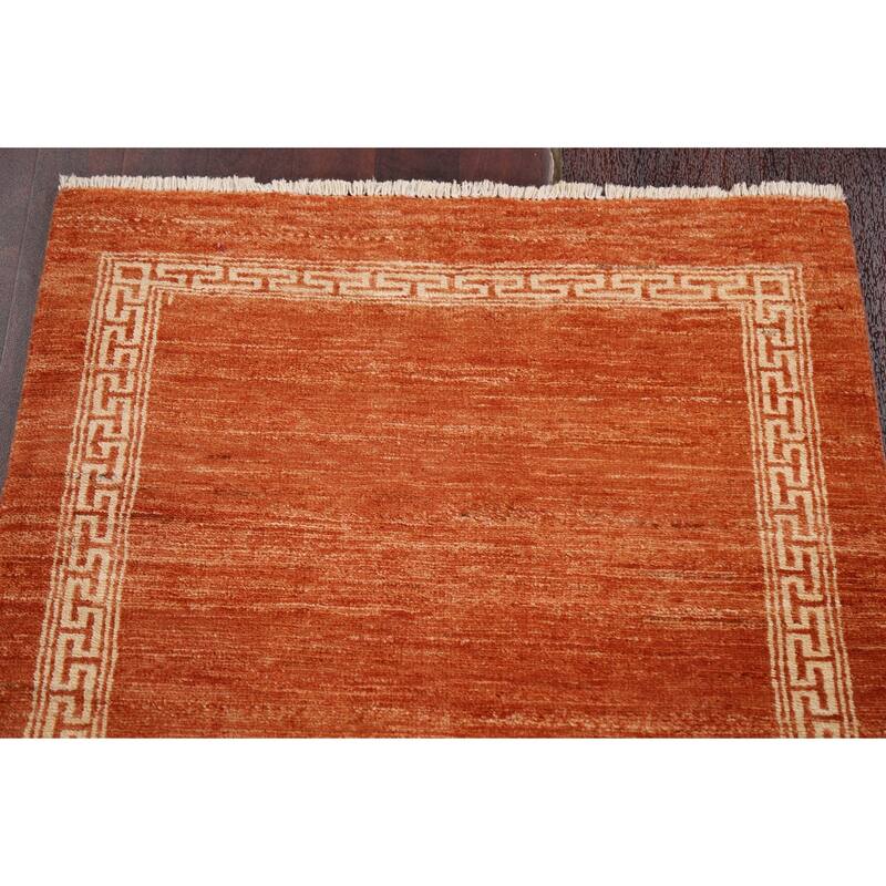 Orange Gabbeh Kashkoli Oriental Runner Rug Hand-knotted Wool Carpet - 2'6" x 8'8"
