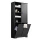 preview thumbnail 11 of 75, GDFStudio - Elijah Tall Bathroom Cabinet with Tilt-Out Laundry Hampers and Adjustable Shelves
