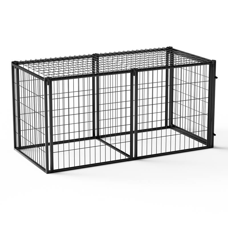 63" Iron Dog Crate with Top Cover, Dog Kennel for Small Medium Dogs