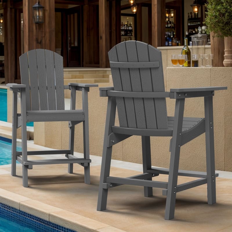 Moasis All Weather HIPS Outdoor Bar Height 49" Tall Adirondack Chair