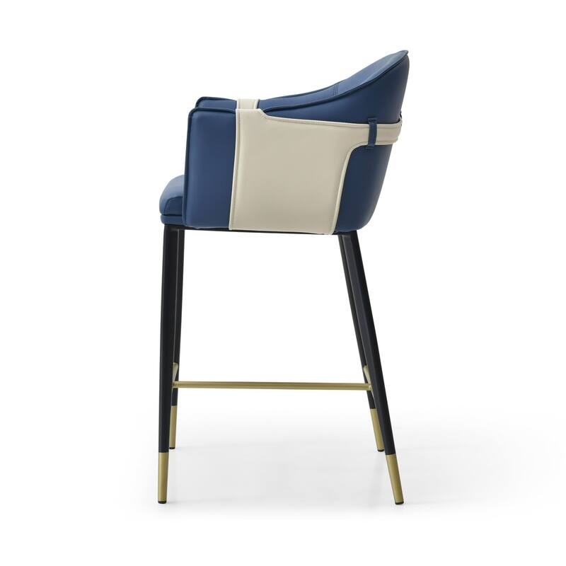 Modrest Calderon Modern Blue & Beige Vegan Leather Counter Chair