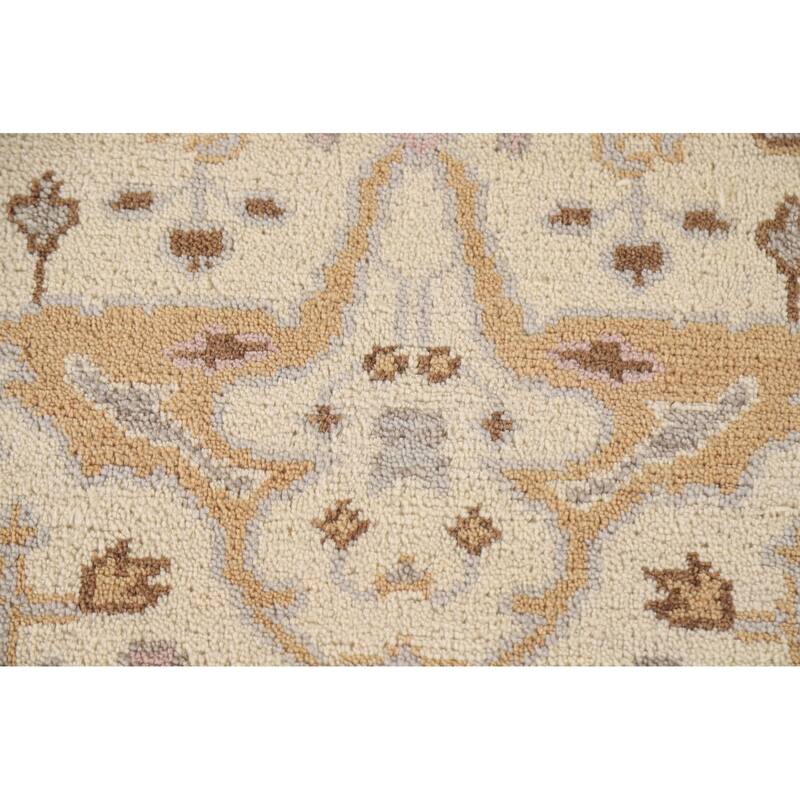 Floral Oushak Style Runner Rug Hand-knotted Wool Carpet - 2'6"x 9'10"