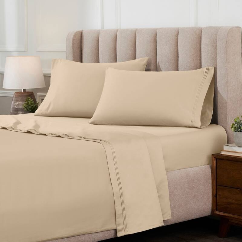Superior Egyptian Cotton 1000 Thread Count Deep Pocket Solid Sheet Set - Full - Tan