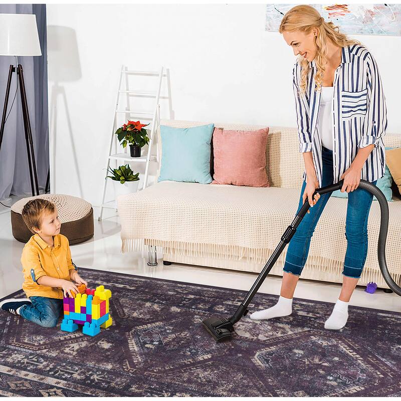 MAVAL Black Washable Rug 2'6'' x 10' Non-Shedding Runner Rug - 120" D x 30" W x 0.14" H