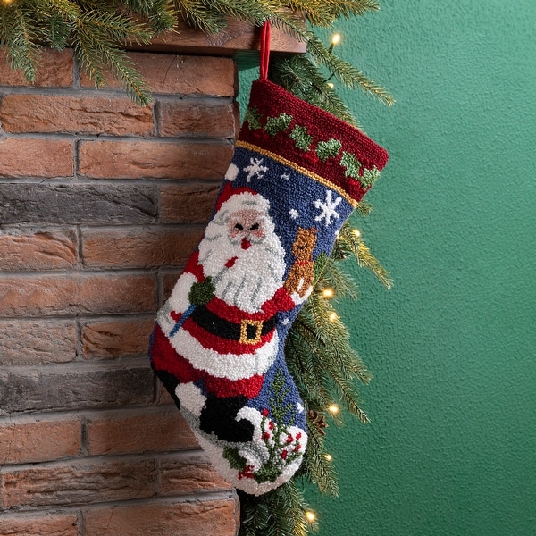 Shop Glitzhome Hooked Christmas Stocking - On Sale - Overstock - 31806304