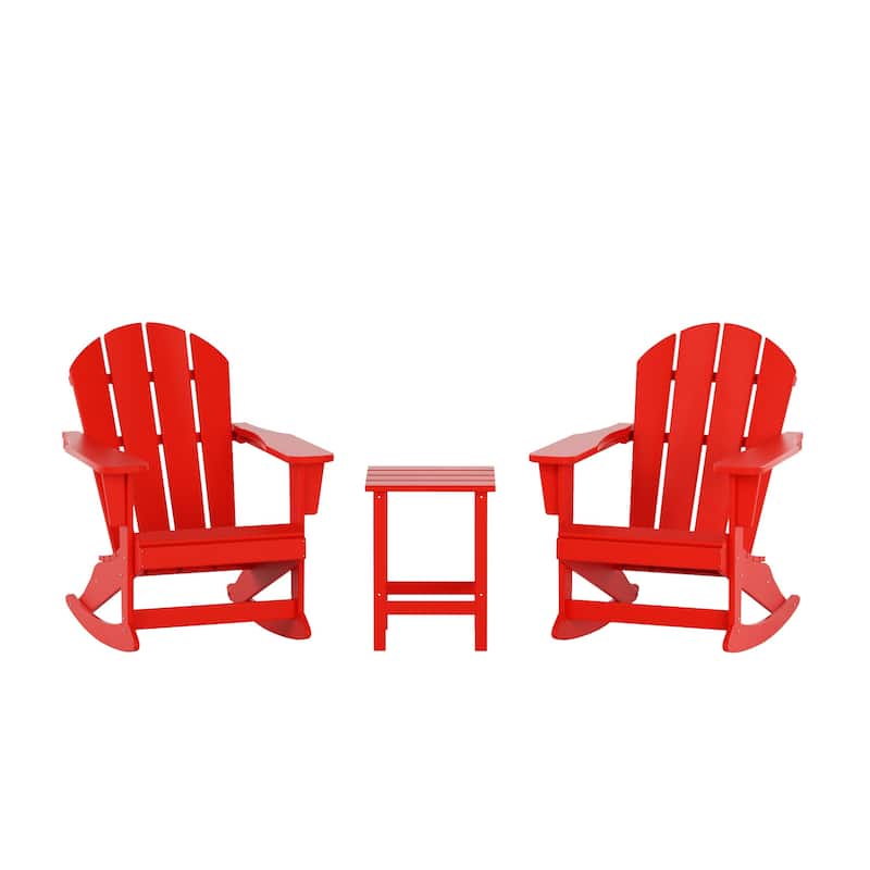 Polytrends Laguna Hdpe All Weather Outdoor Patio Rocking Chairs With Side Table (3-Piece Set)