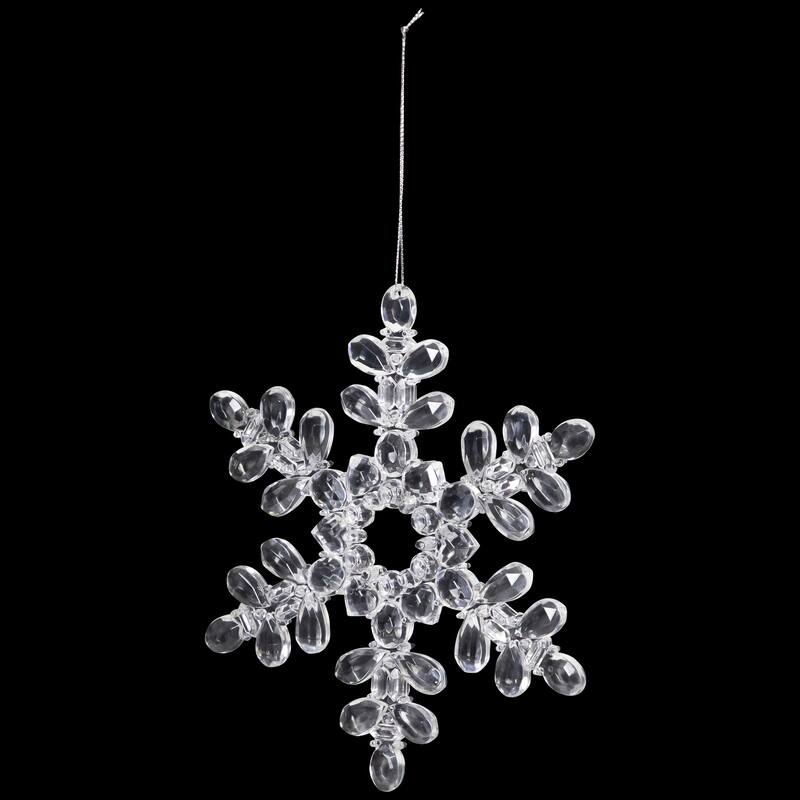 Hanging Acrylic Snowflake Christmas Ornaments - 7" - Clear - Set of 6