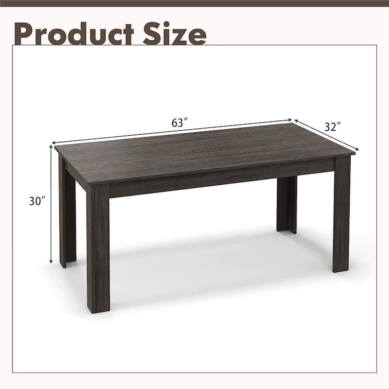 Gymax Dining Table for 4-6 People 63-inch Kitchen Table w/ L-shaped