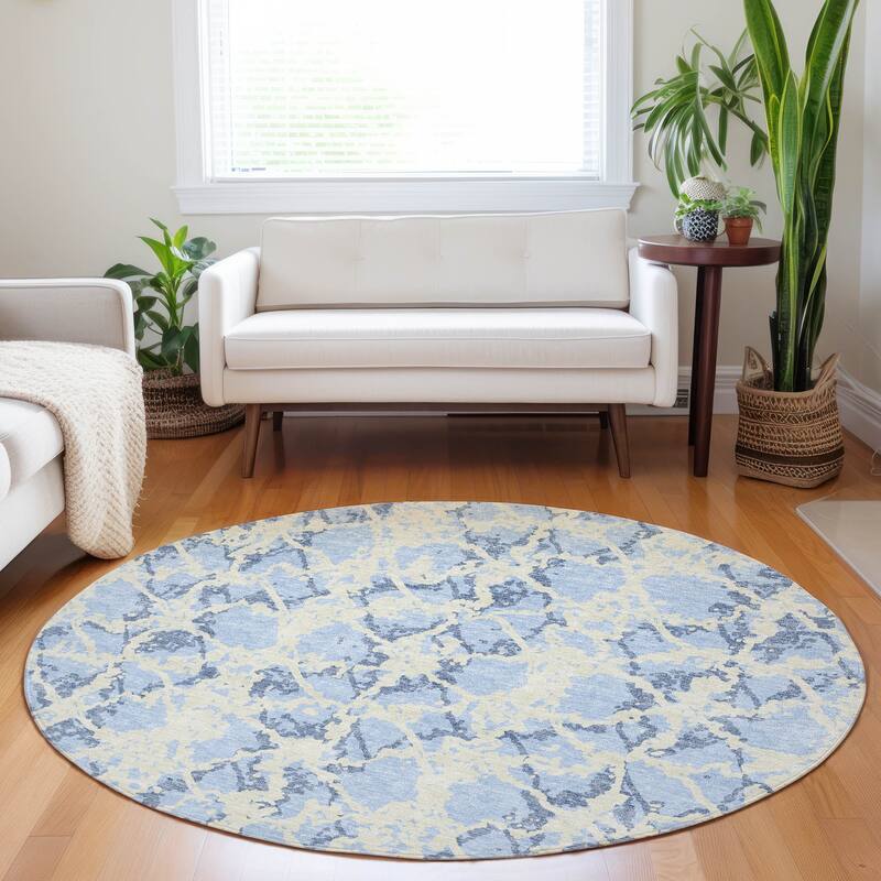 Machine Washable Indoor/ Outdoor Abstract Modern Chantille Rug