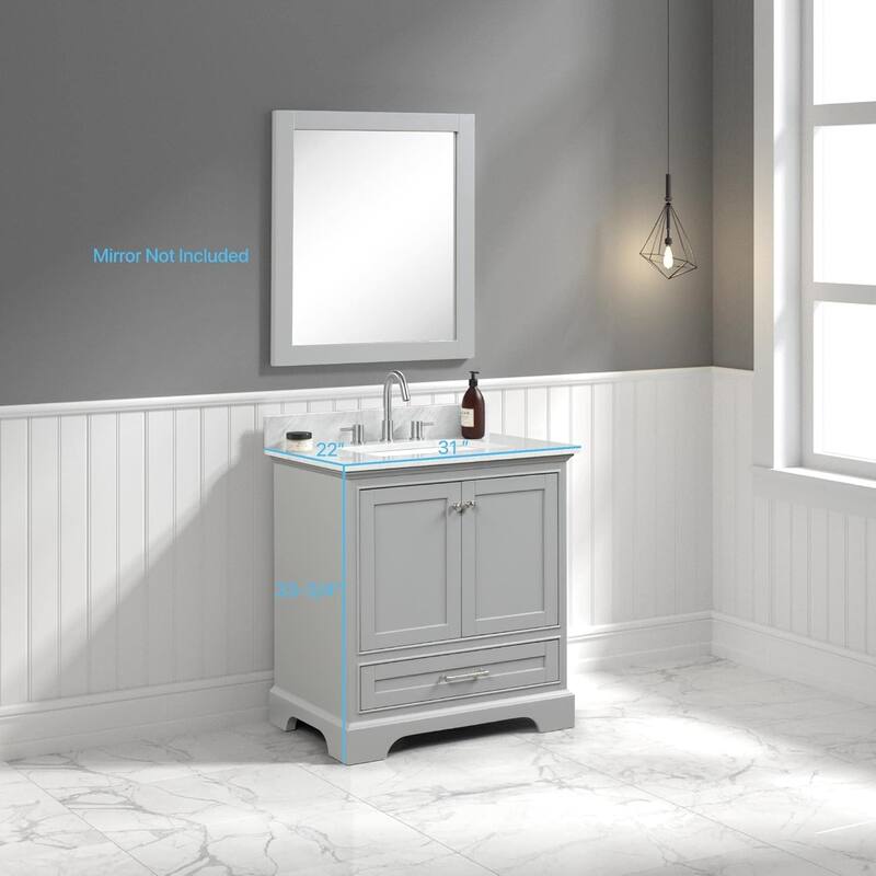 Blossom Copenhagen 30" Solid Wood Bathroom Vanity w/ Marble Top & Sink