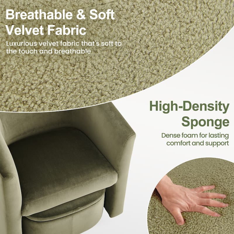 RENEWLINE Sherpa Barrel Chair & Storage Ottoman Set - Plush Compact Accent for Reading Nooks, Cloud-Like Lounge Seat