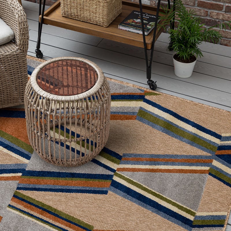 Karastan Boca Grande Geometric Stripe Indoor Outdoor Area Rug