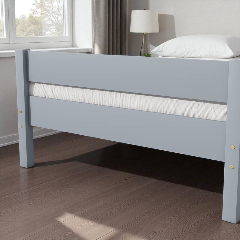 Twin Bed with Headboard and Footboard, Solid Rubber Wood Frame with Under-Bed Storage and Durable Slat Support