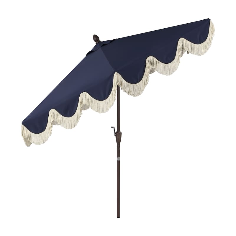 9ft Tassel Patio Umbrella Auto-Tilt, Crank , by JONATHAN Y