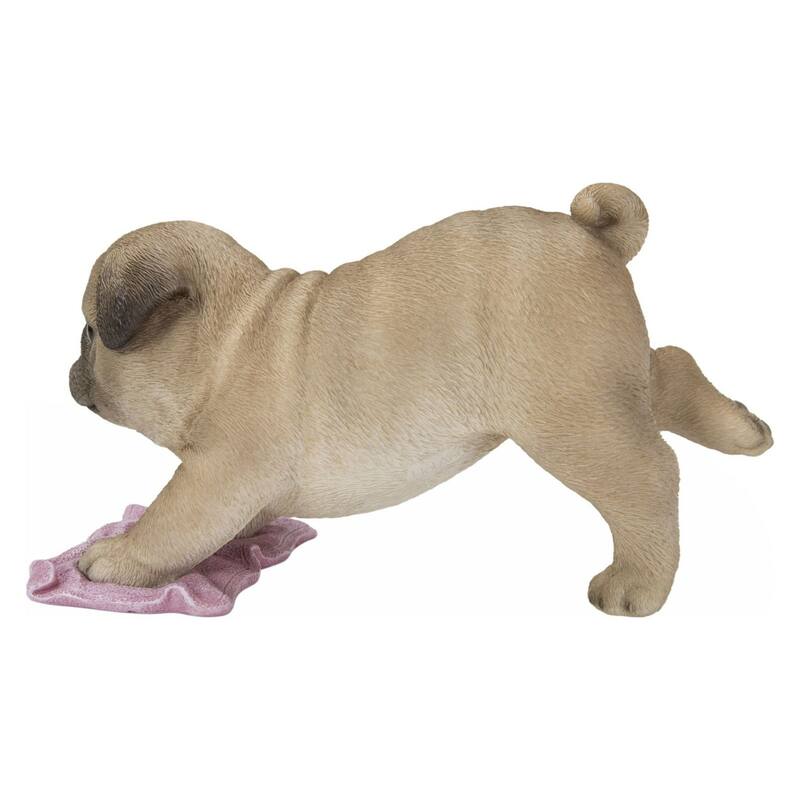 8" Mopping Pug Dog Outdoor Garden Statue