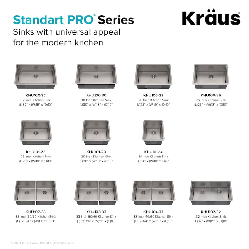 KRAUS Standart PRO Undermount Single Bowl Stainless Steel Kitchen Sink